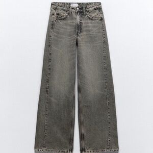 Zara Wide Leg Flare Jeans in Washed Black